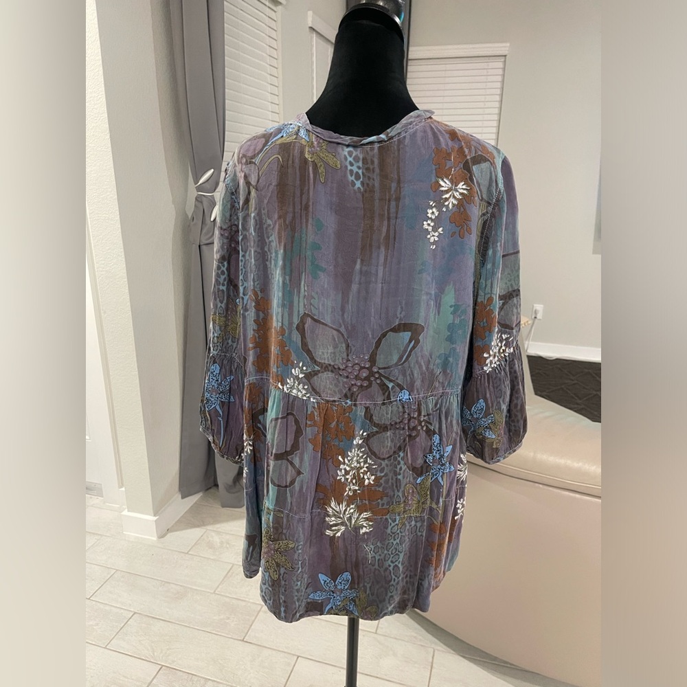 Tianello garment dye Tunic blouse Sz L - Picture 2 of 6